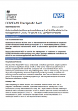 CEM/CMO/2021/003: COVID-19 Therapeutic Alert: Antimicrobials (azithromycin and doxycycline) Not Beneficial in the Management of COVID-19 (SARS-CoV-2) Positive Patients